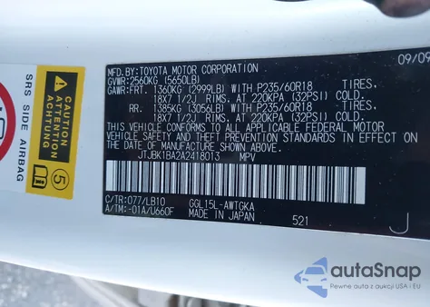 2010 Lexus Rx 350 из США, поврежденный, VIN JTJBK1BA2A2418013